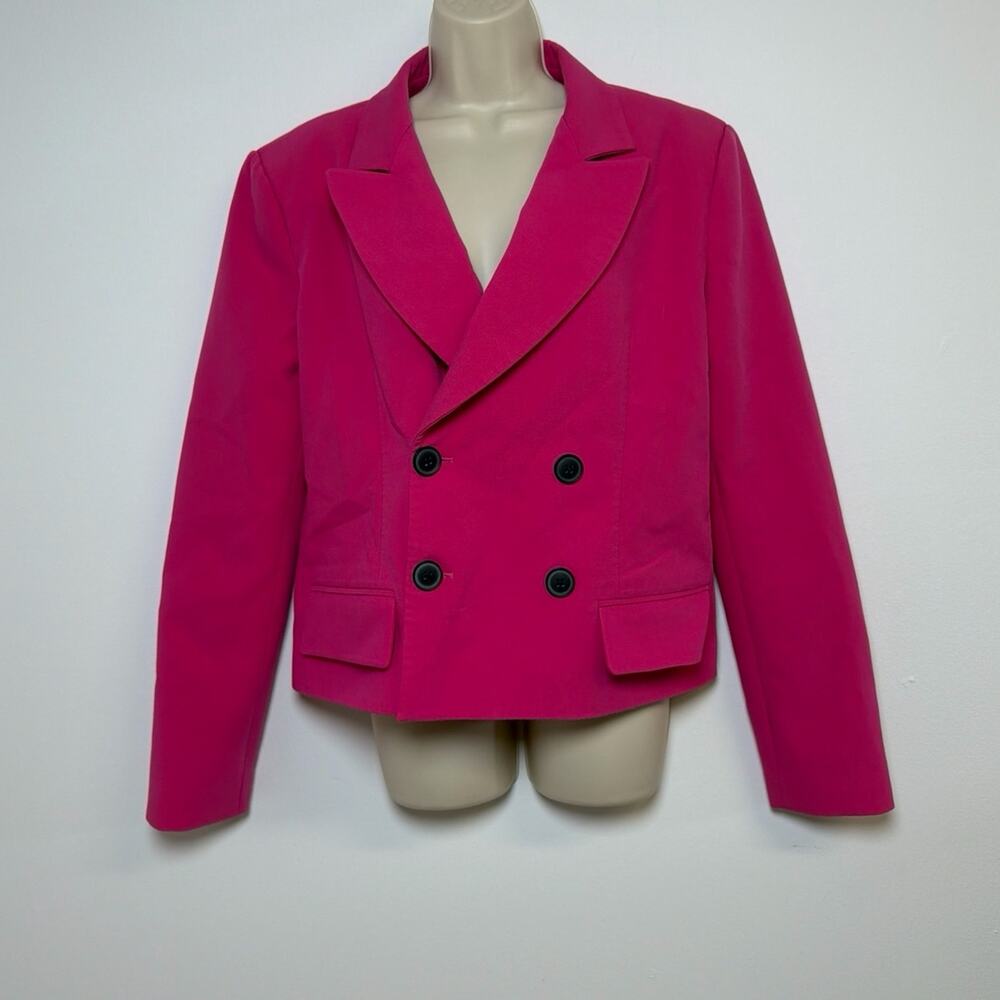 ORTTU Fuchsia Hot Pink Double Breasted Avant Garde Blazer Jacket Coat Size XS